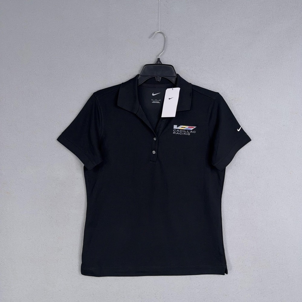 Nike Shirt Womens Medium Black Cadillac Racing Golf Polo Top Embroidered Logo